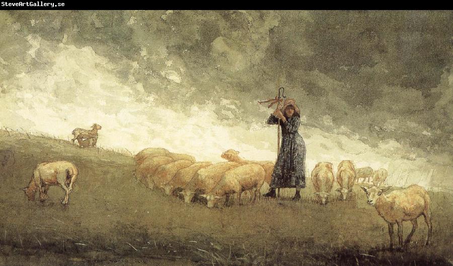 Winslow Homer Shepherdess still control the sheep